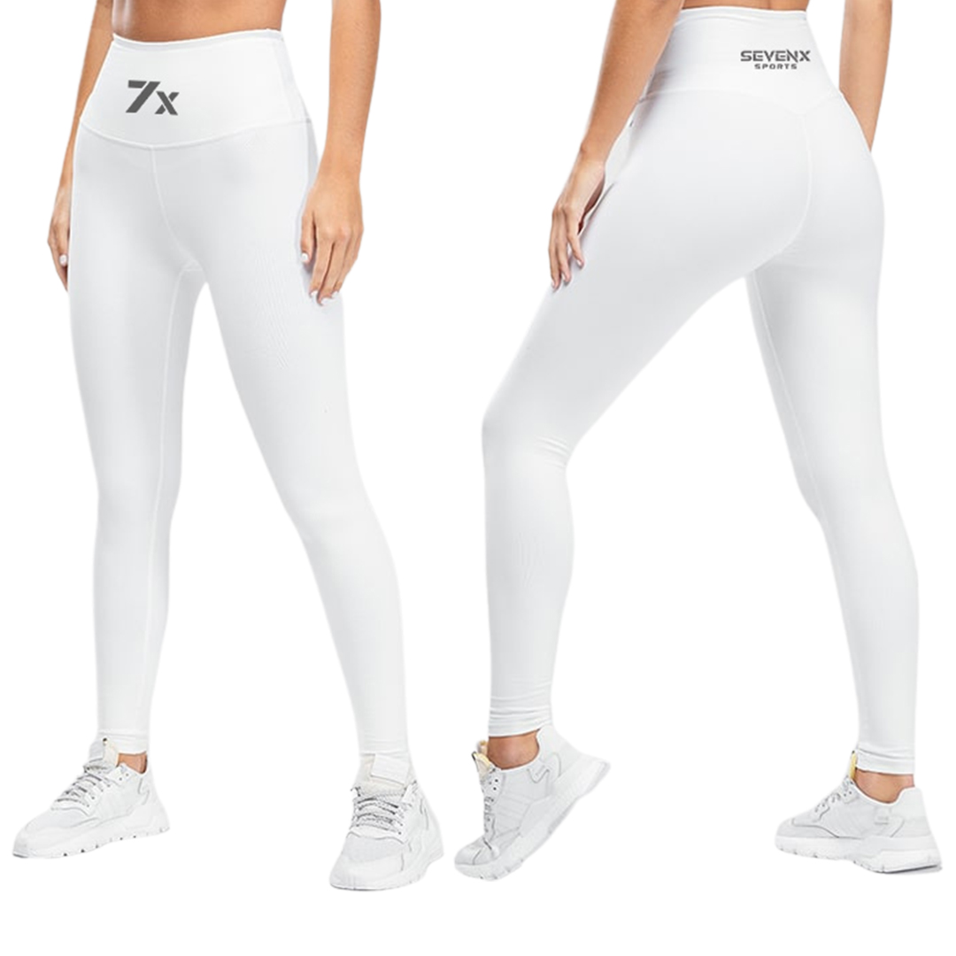 7x White High Waisted Leggings | Workout Yoga Pants Girls